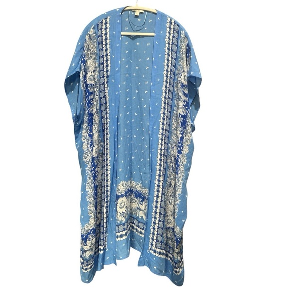 LOFT Sweaters - LOFT Sky Blue Patterned Kimono Boho Layer Lightweight Versatile Sz M/L